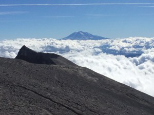 The crater rim and Mt Adams